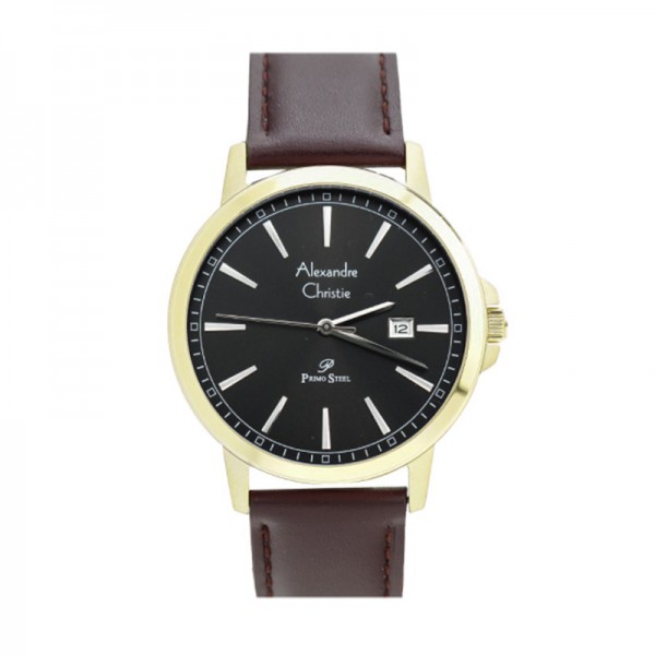 Alexandre Christie AC 1014 Gold Black Tick Silver Leather Man MDLGPBASL